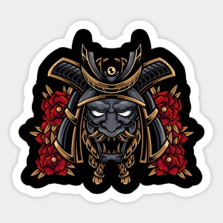 Samurai Oni Mask Illustration Sticker